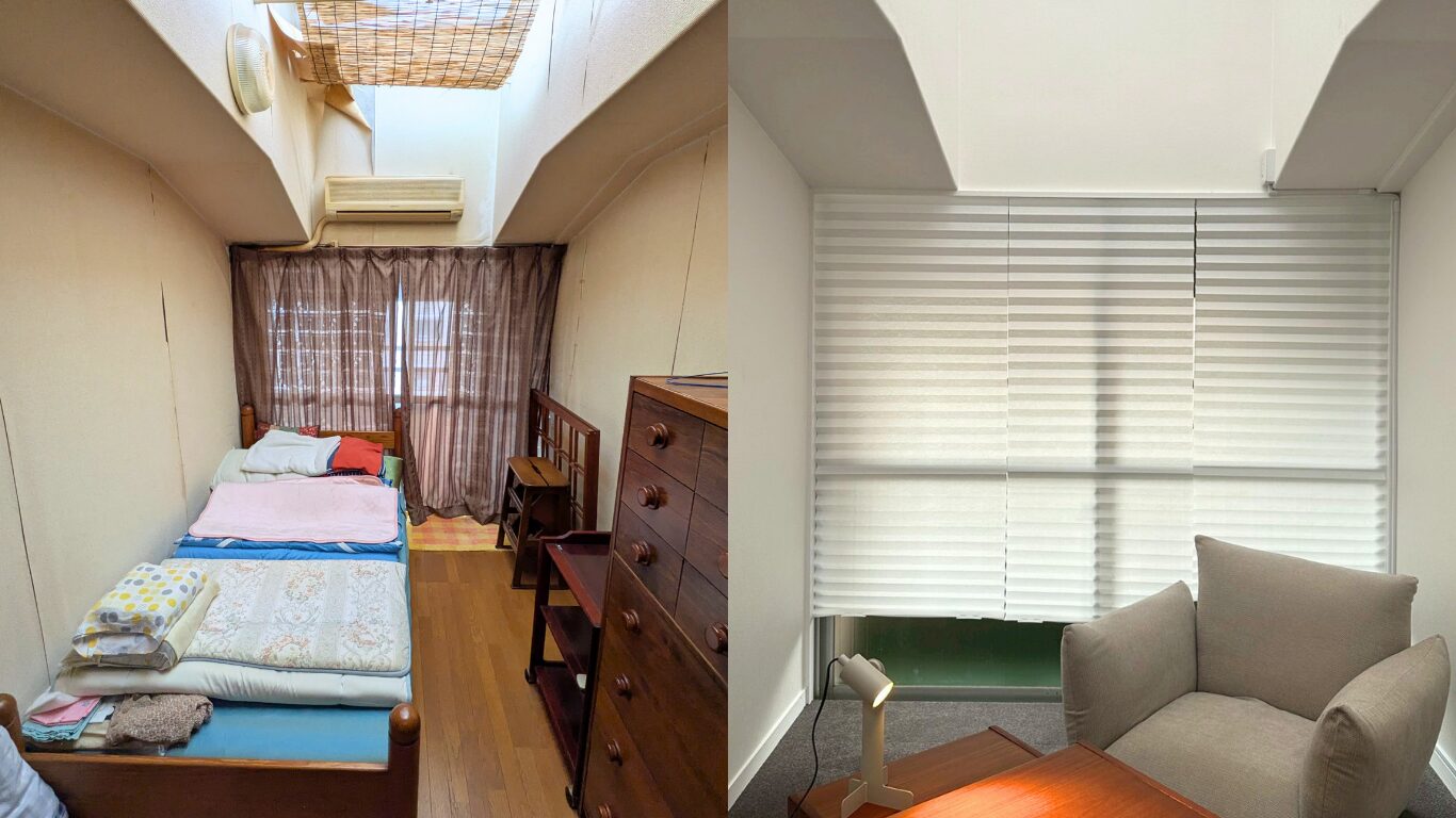 名古屋市瑞穂区リノベーションマンションのビフォーアフター「吹き抜け屋根、ガラス天井、洋室」事例